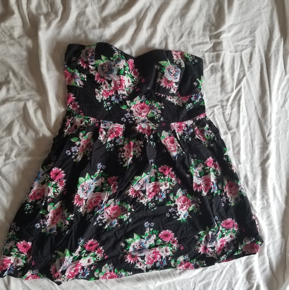 Strapless Floral Dress